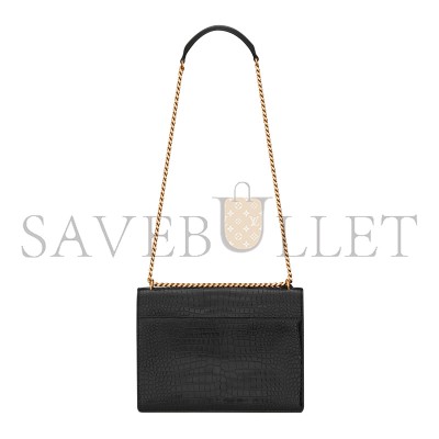 YSL SUNSET LARGE IN CROCODILE-EMBOSSED LEATHER 498779DND0J1000 (27*18*8cm)