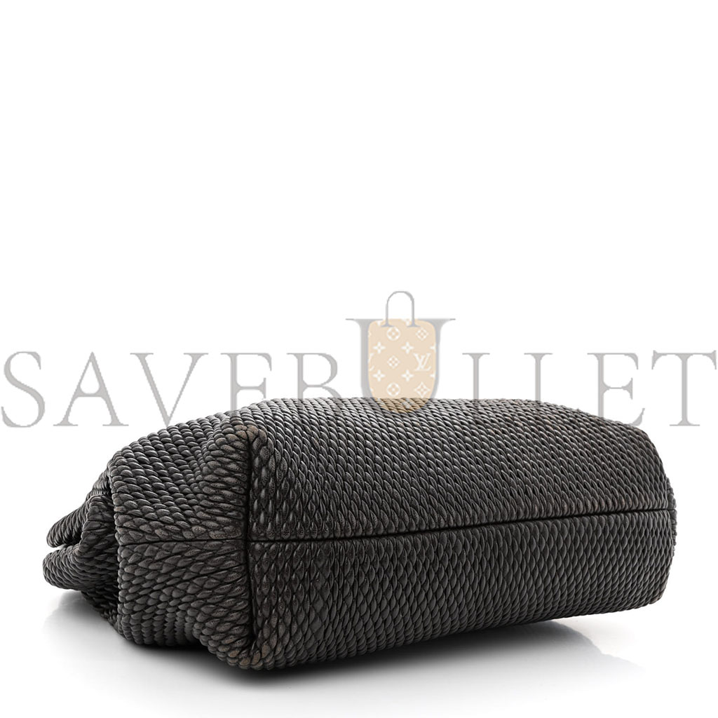 BOTTEGA VENETA LAMBSKIN KNIT MEDIUM THE POINT TRIANGLE BAG FONDANT (30*25*13cm)