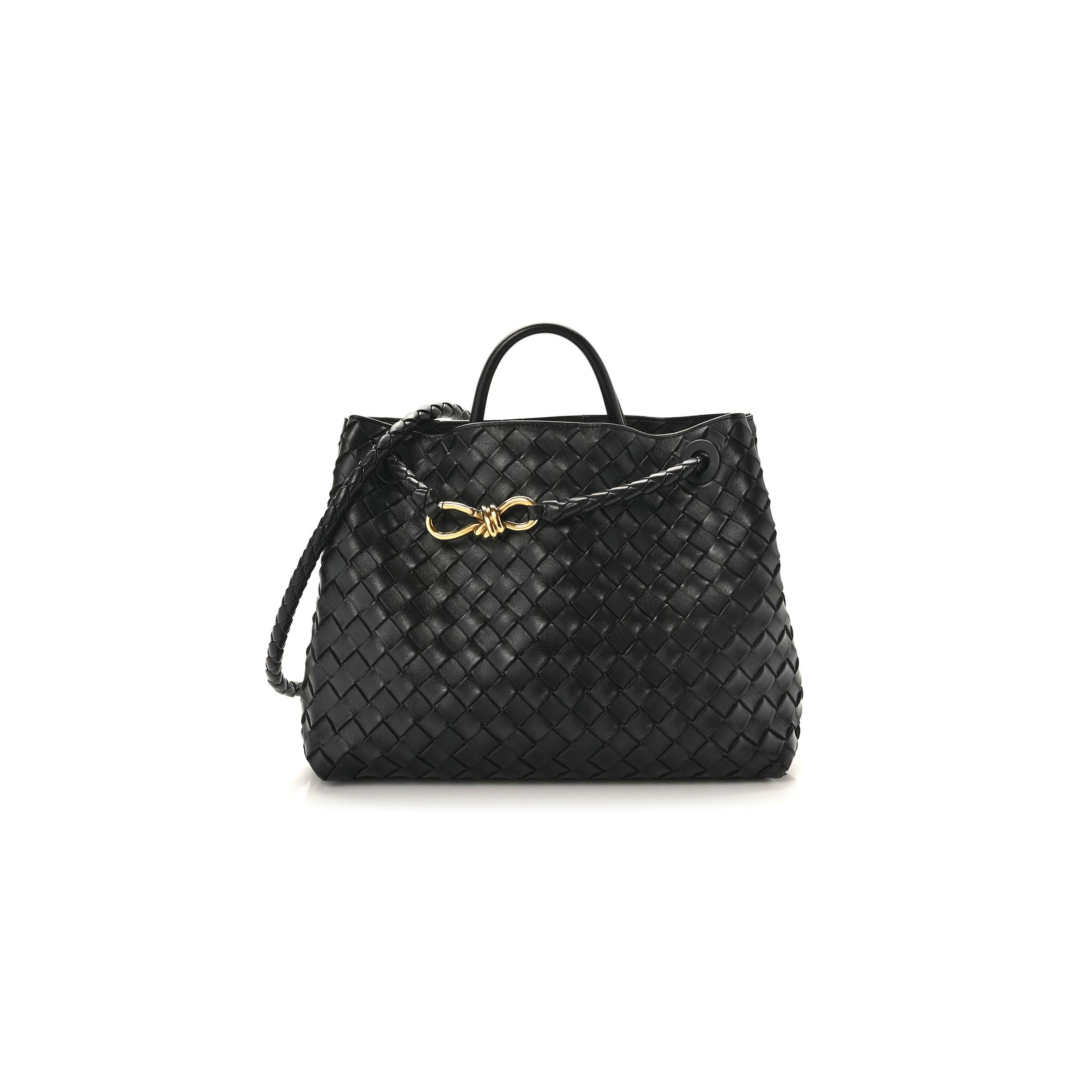 BOTTEGA VENETA NAPPA INTRECCIATO MEDIUM ANDIAMO SHOULDER BAG BLACK (32*25*11cm)