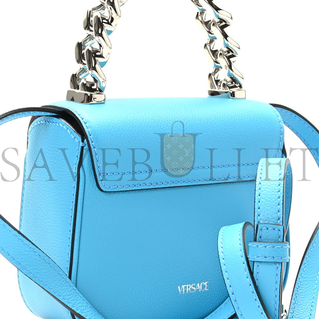 VERSACE GRAINED CALFSKIN MINI LA MEDUSA BAG TURQUOISE (16x14x6cm) VERSACE GRAINED CALFSKIN MINI LA MEDUSA BAG TURQUOISE (16x14x6cm)