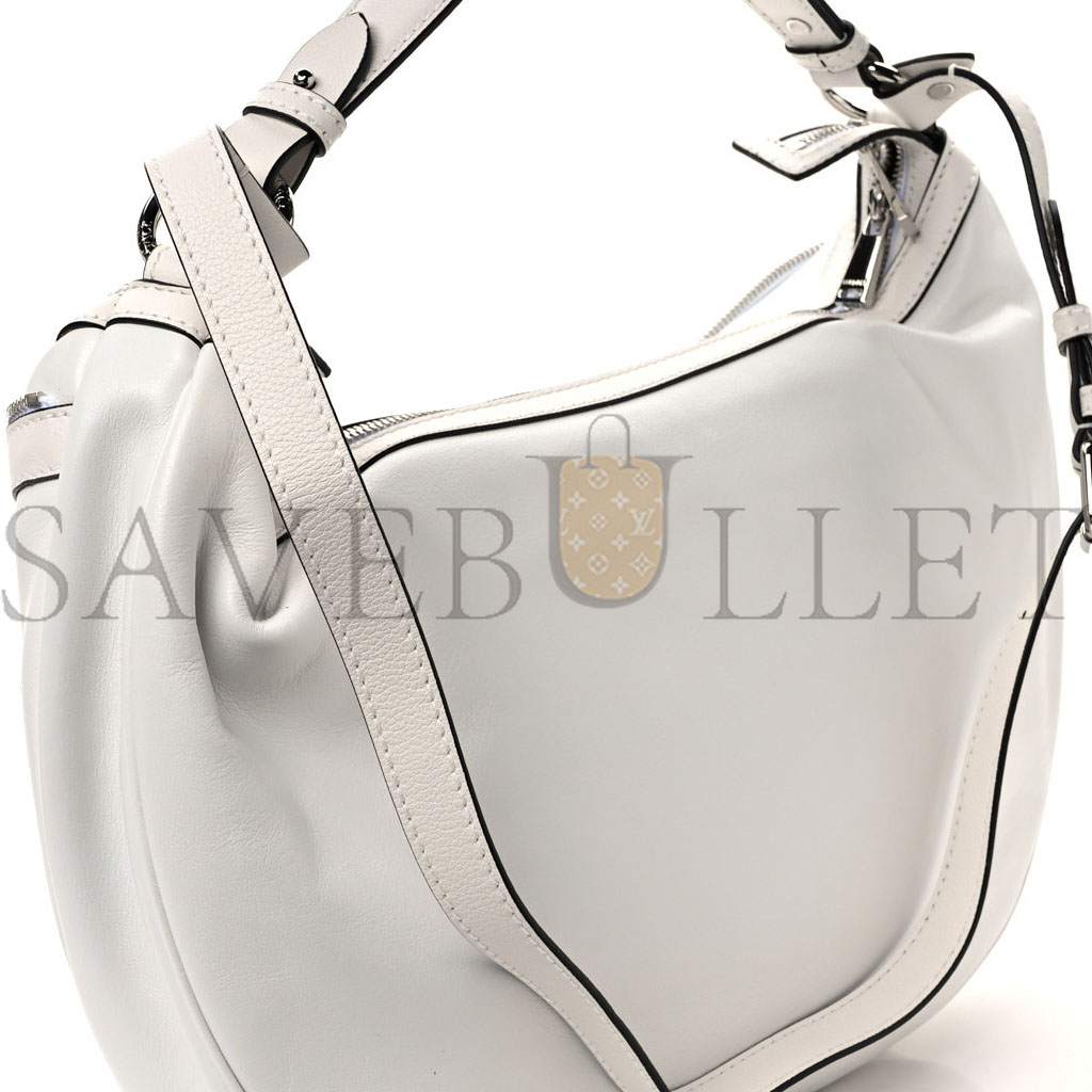 VERSACE CALFSKIN MEDIUM REPEAT ZIP HOBO OPTICAL WHITE (30*22*9cm) VERSACE CALFSKIN MEDIUM REPEAT ZIP HOBO OPTICAL WHITE (30*22*9cm)