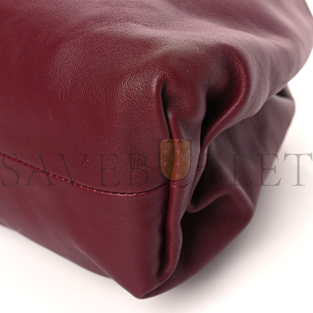 BOTTEGA VENETA SMOOTH BUTTER CALF THE POUCH OVERSIZED CLUTCH BORDEAUX  (37*21*8cm)