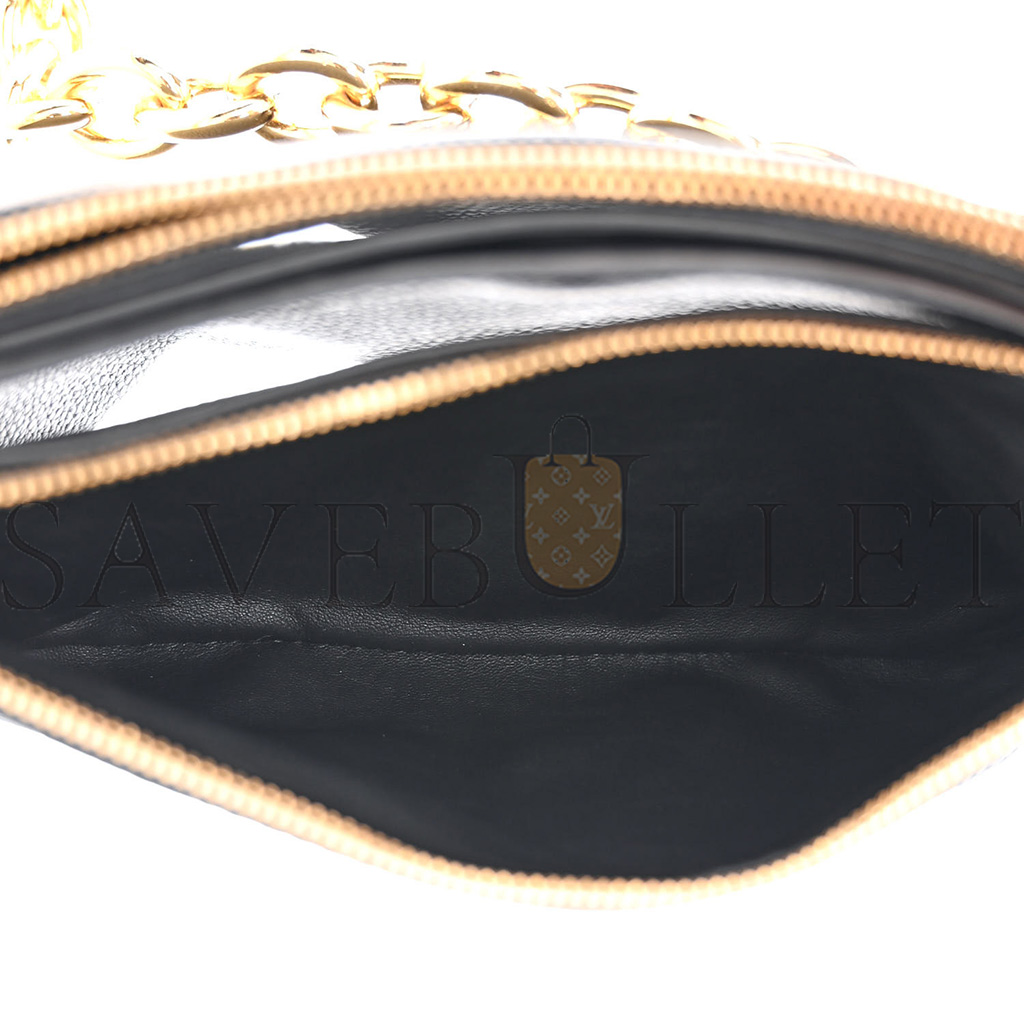 BOTTEGA VENETA GRAINED CALFSKIN SAINT GERMAIN CHAIN CROSSBODY POUCH BLACK (23*13*3cm)