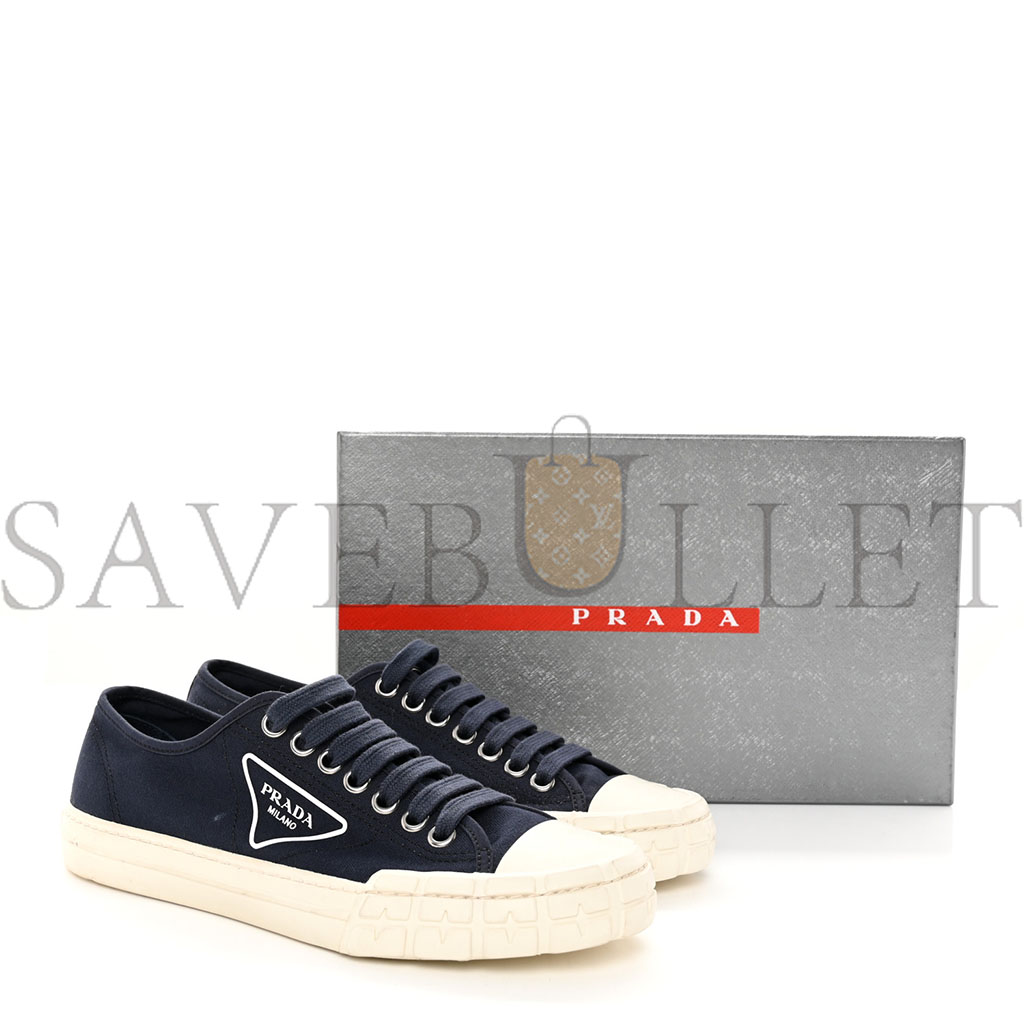 PRADA CANVAS TRIANGLE LOGO WHEEL 35MM SNEAKERS 42 NAVY