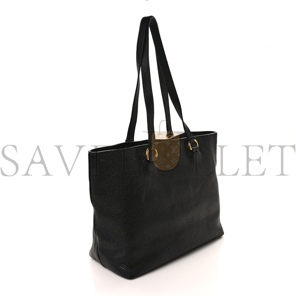 PRADA VITELLO DAINO EMBOSSED LOGO TOTE BLACK (30*26*14cm)