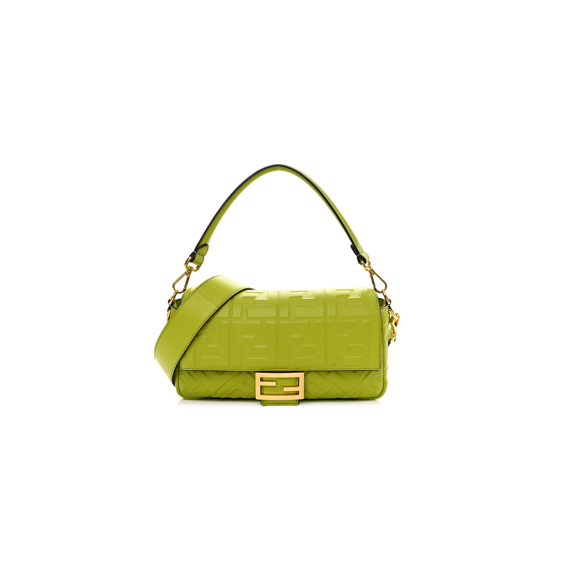 FENDI NAPPA FF 1974 EMBOSSED BAGUETTE WASABI (26*15*5cm)