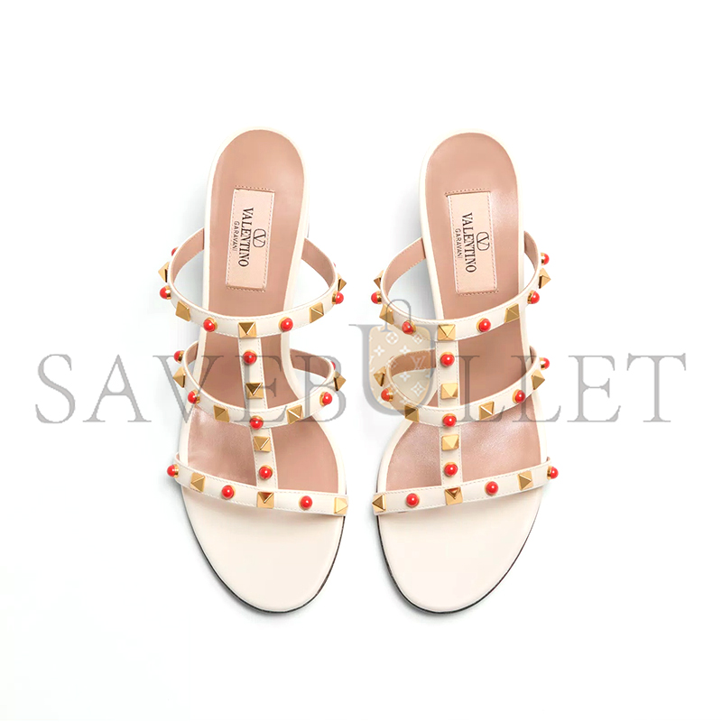 VALENTINO ROCKSTUD SLIDE SANDAL IN CALFSKIN WITH CABOCHON STONES 60MM 6W2S0C47MAX_D2K VALENTINO ROCKSTUD SLIDE SANDAL IN CALFSKIN WITH CABOCHON STONES 60MM 6W2S0C47MAX_D2K