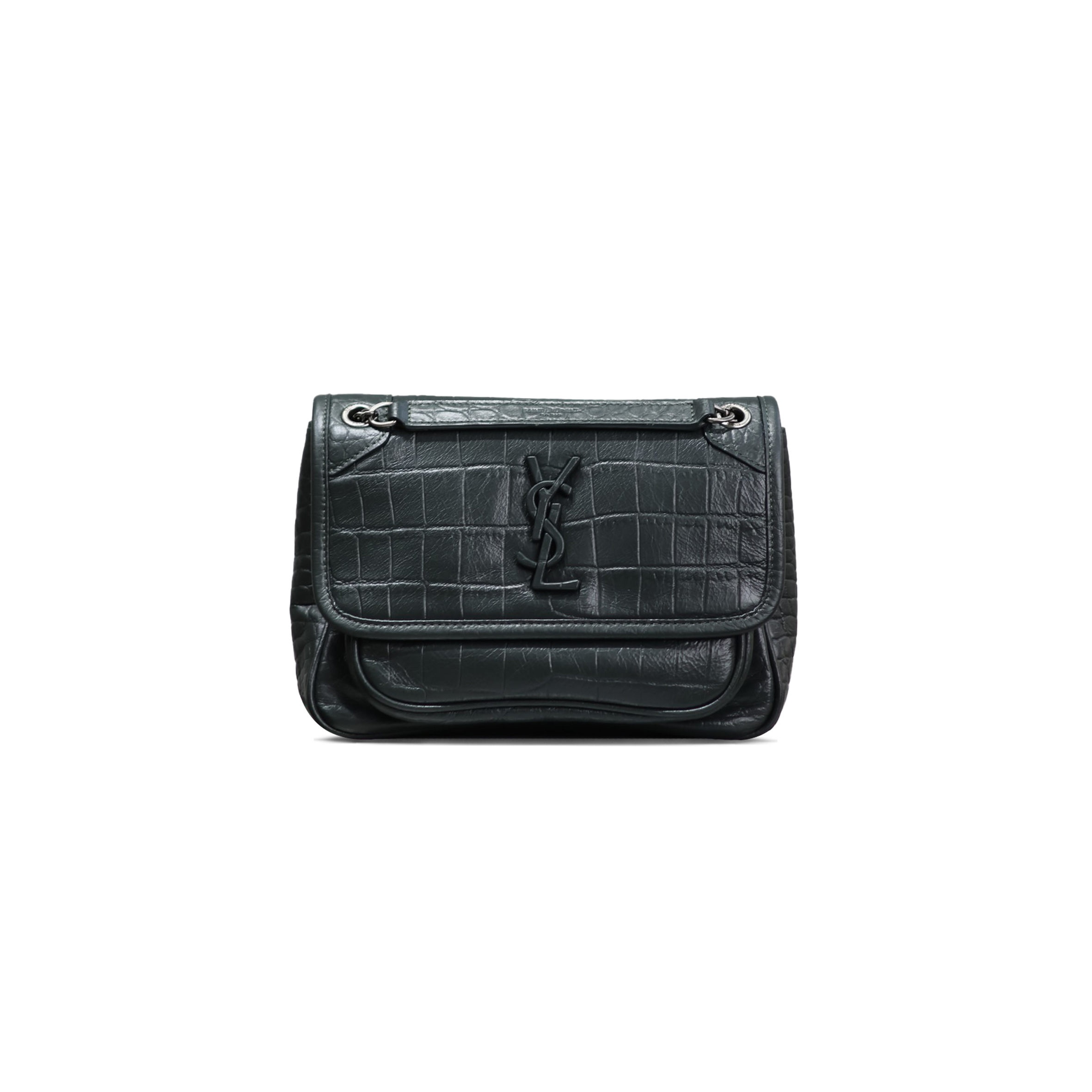 YSL NIKI BABY IN CROCODILE-EMBOSSED LEATHER 633151352204 (22*16.5*12cm)
