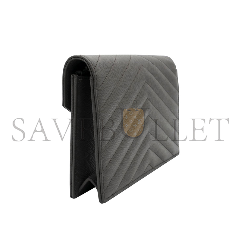 YSL CASSANDRE ENVELOPE CHAIN WALLET IN GRAIN DE POUDRE LEATHER 393953BOW021257 (19*12.5*3.5cm)
