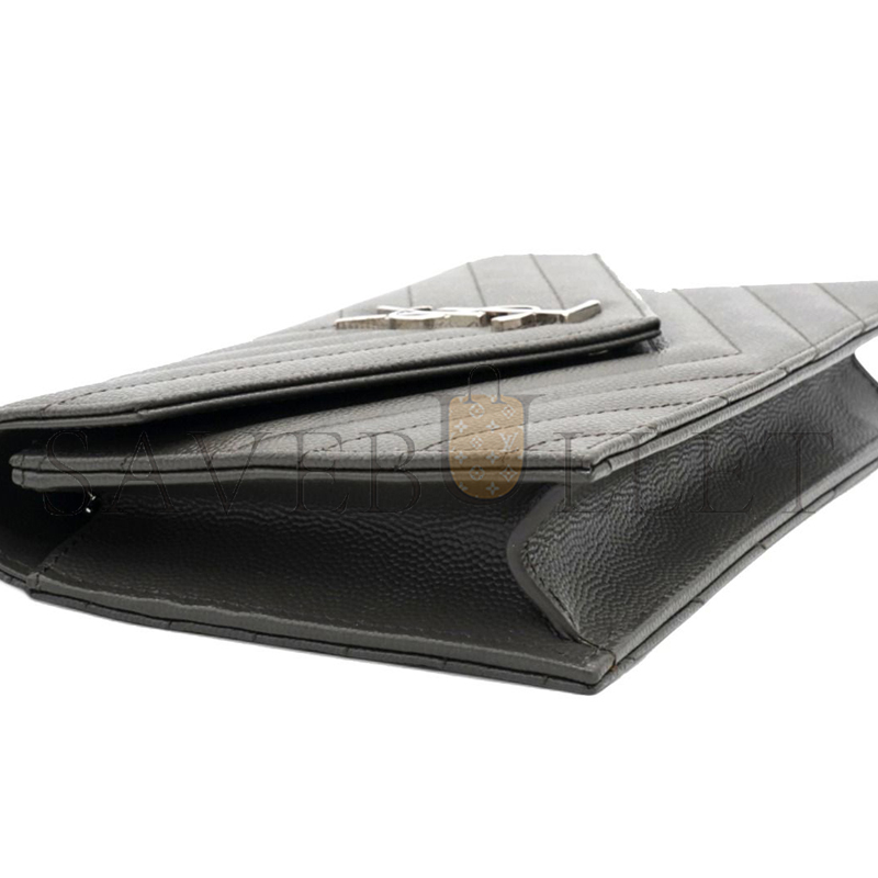 YSL CASSANDRE ENVELOPE CHAIN WALLET IN GRAIN DE POUDRE LEATHER 393953BOW021257 (19*12.5*3.5cm)