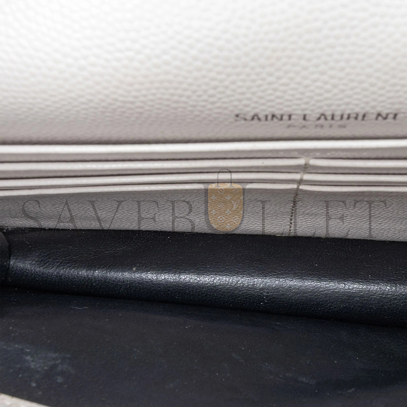 YSL CASSANDRE ENVELOPE CHAIN WALLET IN GRAIN DE POUDRE LEATHER 393953031754 (19*12.5*3.5cm)