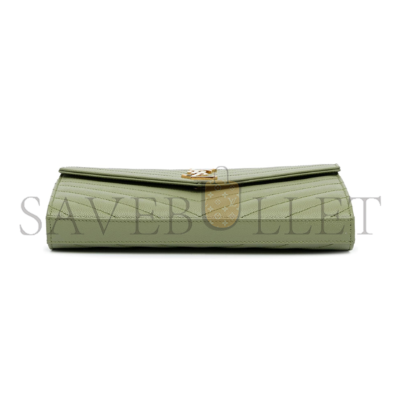 YSL CASSANDRE MATELASSÉ CHAIN WALLET IN GRAIN DE POUDRE EMBOSSED LEATHER 377828BOW013316 (22.5*14*4cm)