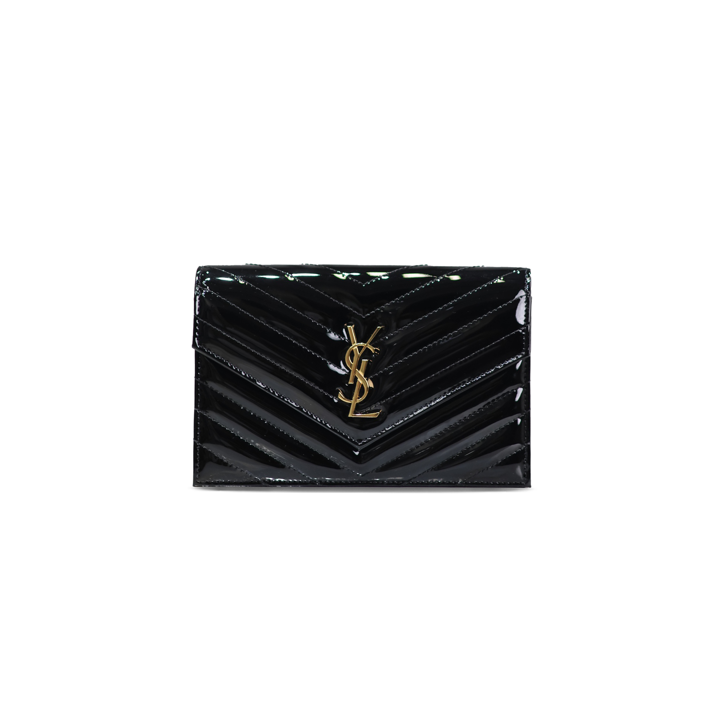 YSL CASSANDRE ENVELOPE CHAIN WALLET IN PATENT LEATHER 393953365520 (19*12.5*3.5cm)