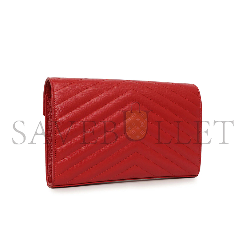 YSL CASSANDRE MATELASSÉ CHAIN WALLET IN GRAIN DE POUDRE EMBOSSED LEATHER 377828955120 (22.5*14*4cm)