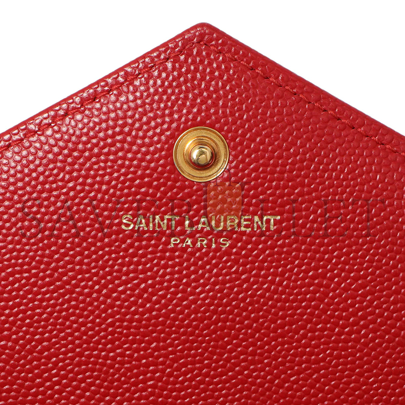 YSL CASSANDRE MATELASSÉ CHAIN WALLET IN GRAIN DE POUDRE EMBOSSED LEATHER 377828955120 (22.5*14*4cm)