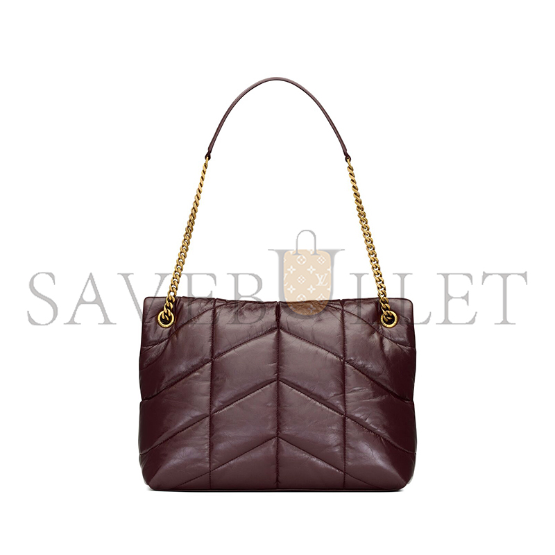 YSL PUFFER MEDIUM CHAIN BAG IN CRINKLED GLOSSED-LEATHER 577476AACQS6031 (35*23*13.5cm)