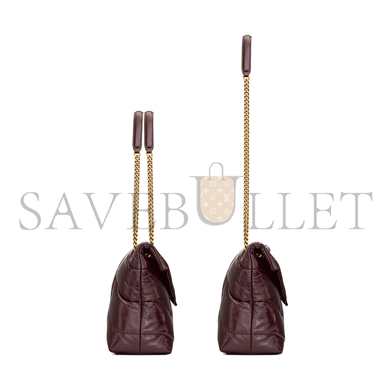 YSL PUFFER MEDIUM CHAIN BAG IN CRINKLED GLOSSED-LEATHER 577476AACQS6031 (35*23*13.5cm)