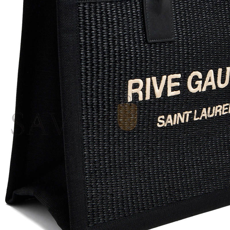 YSL RIVE GAUCHE SMALL TOTE BAG IN RAFFIA AND LEATHER 6174812M21E1050 (39*31*18cm)