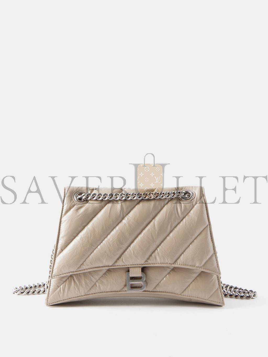 BALENCIAGA BEIGE CRUSH MEDIUM CREASED-LEATHER SHOULDER BAG MATCHESFASHION US (32*18*11cm)