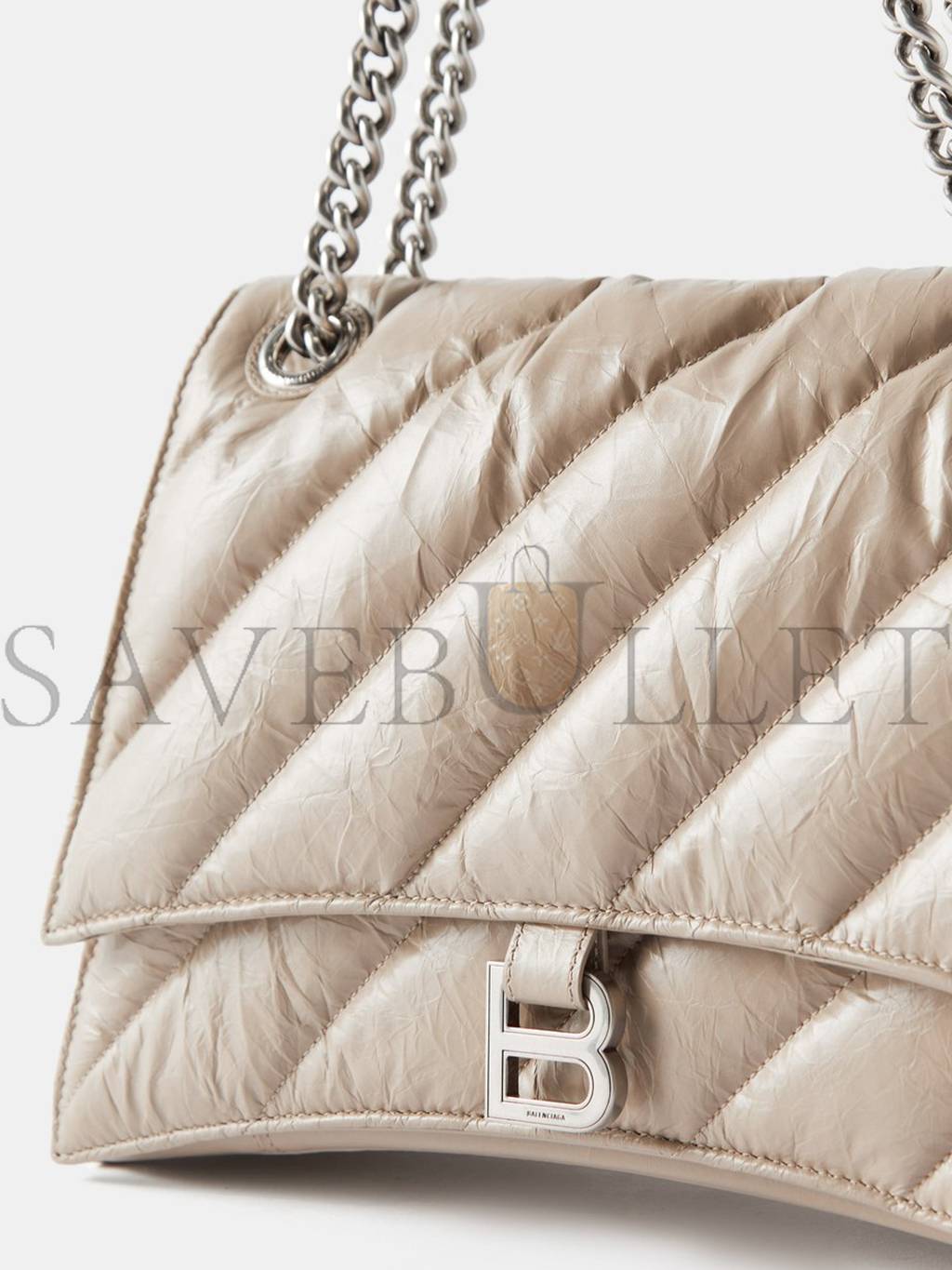 BALENCIAGA BEIGE CRUSH MEDIUM CREASED-LEATHER SHOULDER BAG MATCHESFASHION US (32*18*11cm)