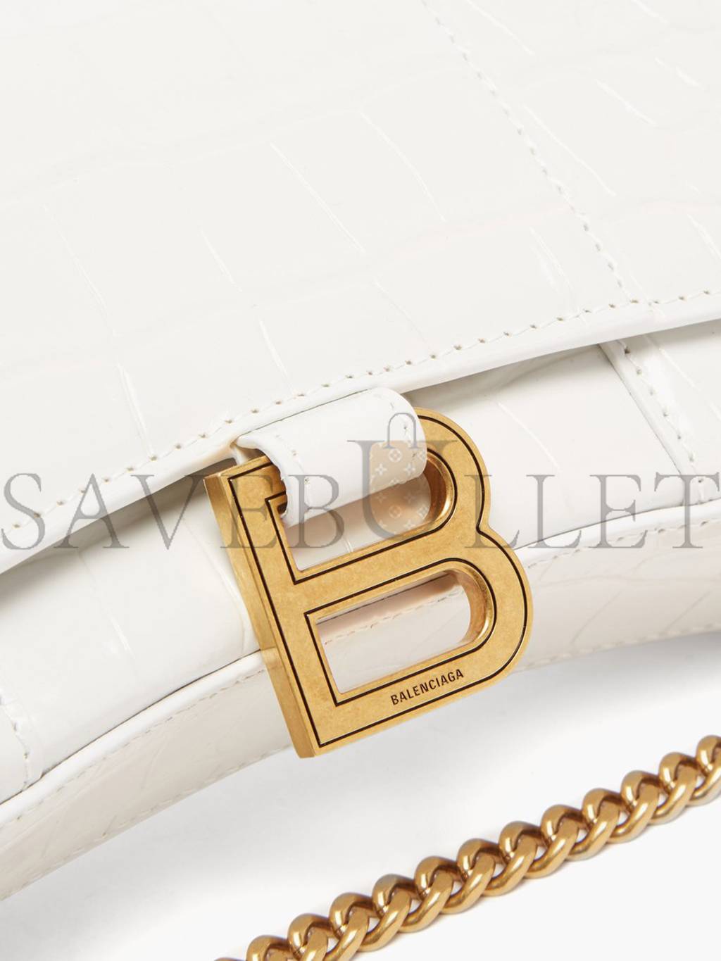 BALENCIAGA WHITE HOURGLASS CROCODILE-EFFECT LEATHER CROSS-BODY BAG MATCHESFASHION US (19.8*12.1*5cm)