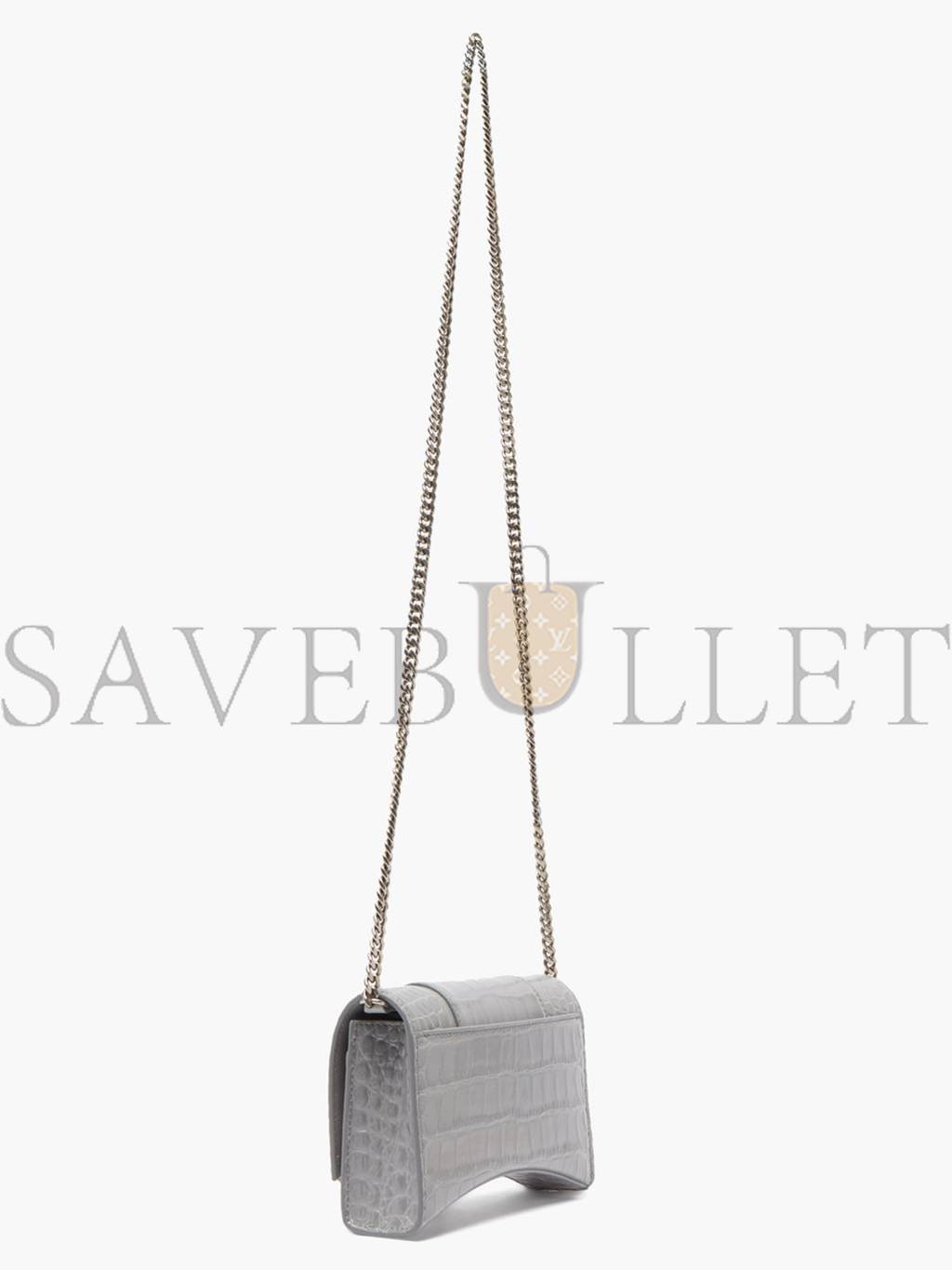 BALENCIAGA GREY HOURGLASS CROC-EFFECT LEATHER CROSS-BODY BAG MATCHESFASHION US (19.8*12.1*5cm)