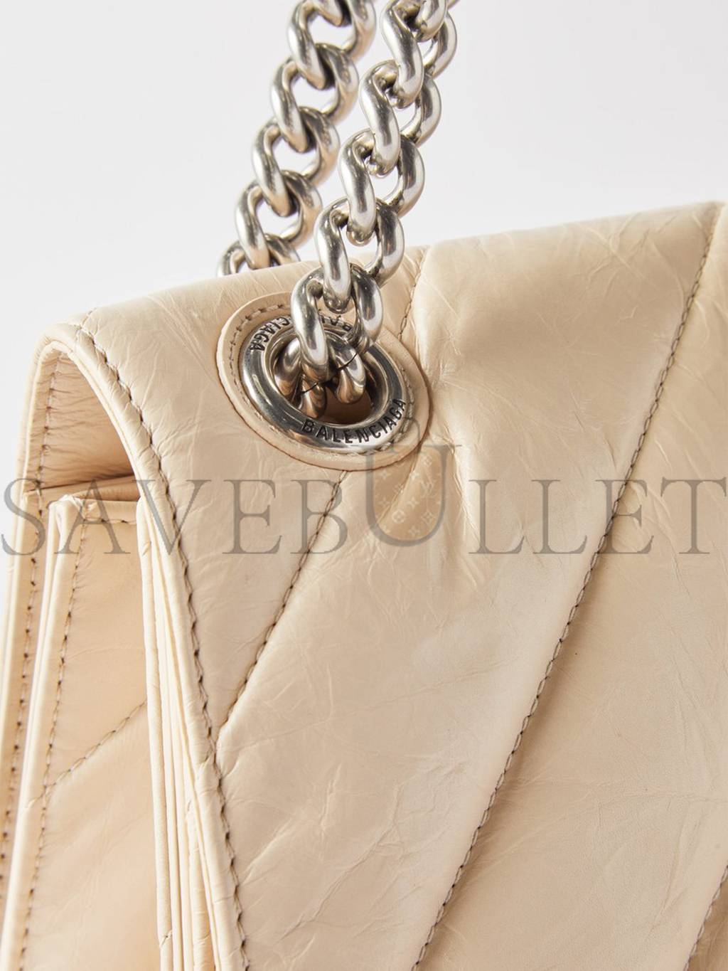 BALENCIAGA NEUTRAL CRUSH M QUILTED CRINKLED-LEATHER SHOULDER BAG  MATCHESFASHION US (25.5*15*6.4cm)