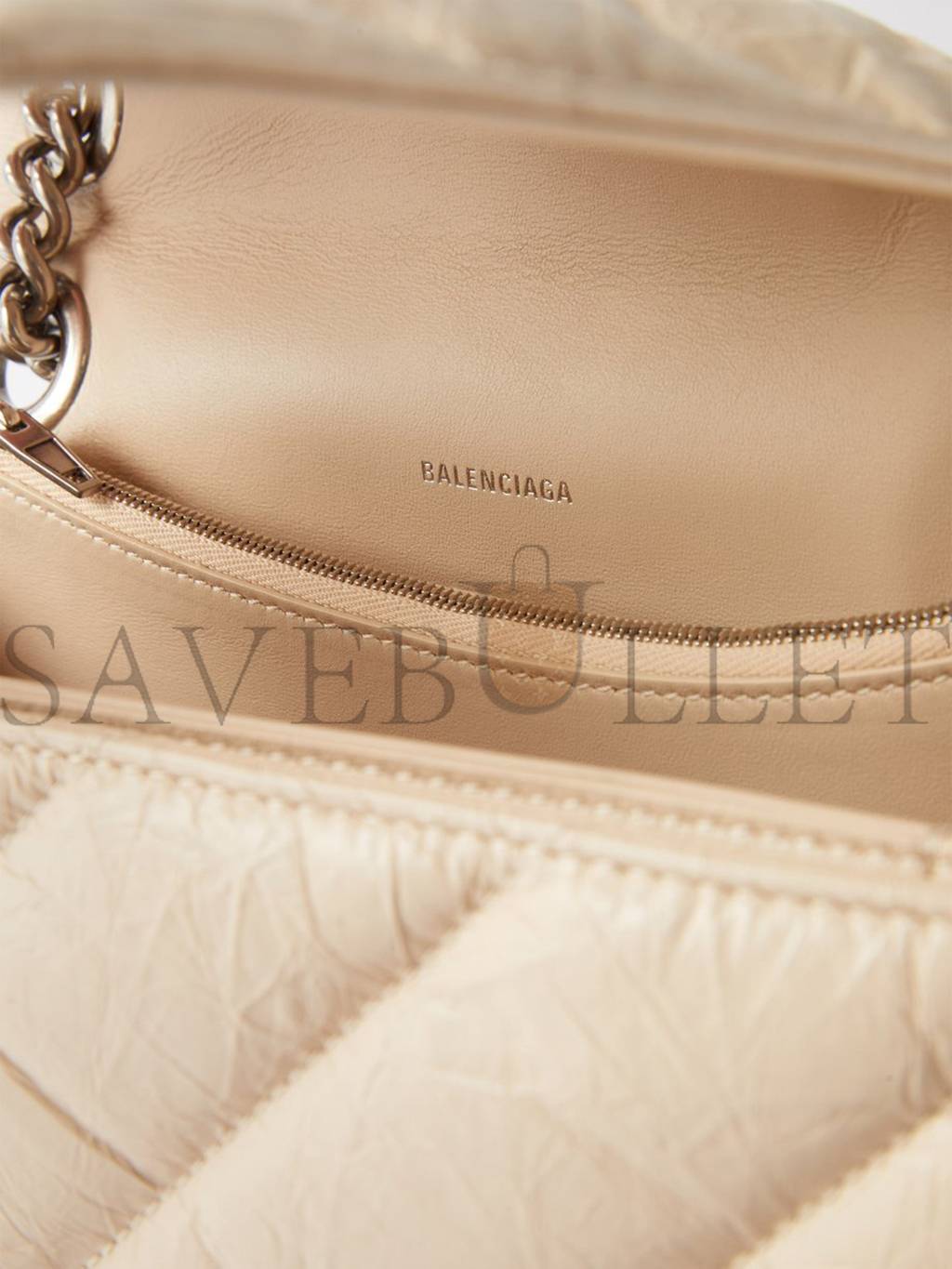 BALENCIAGA NEUTRAL CRUSH M QUILTED CRINKLED-LEATHER SHOULDER BAG  MATCHESFASHION US (25.5*15*6.4cm)