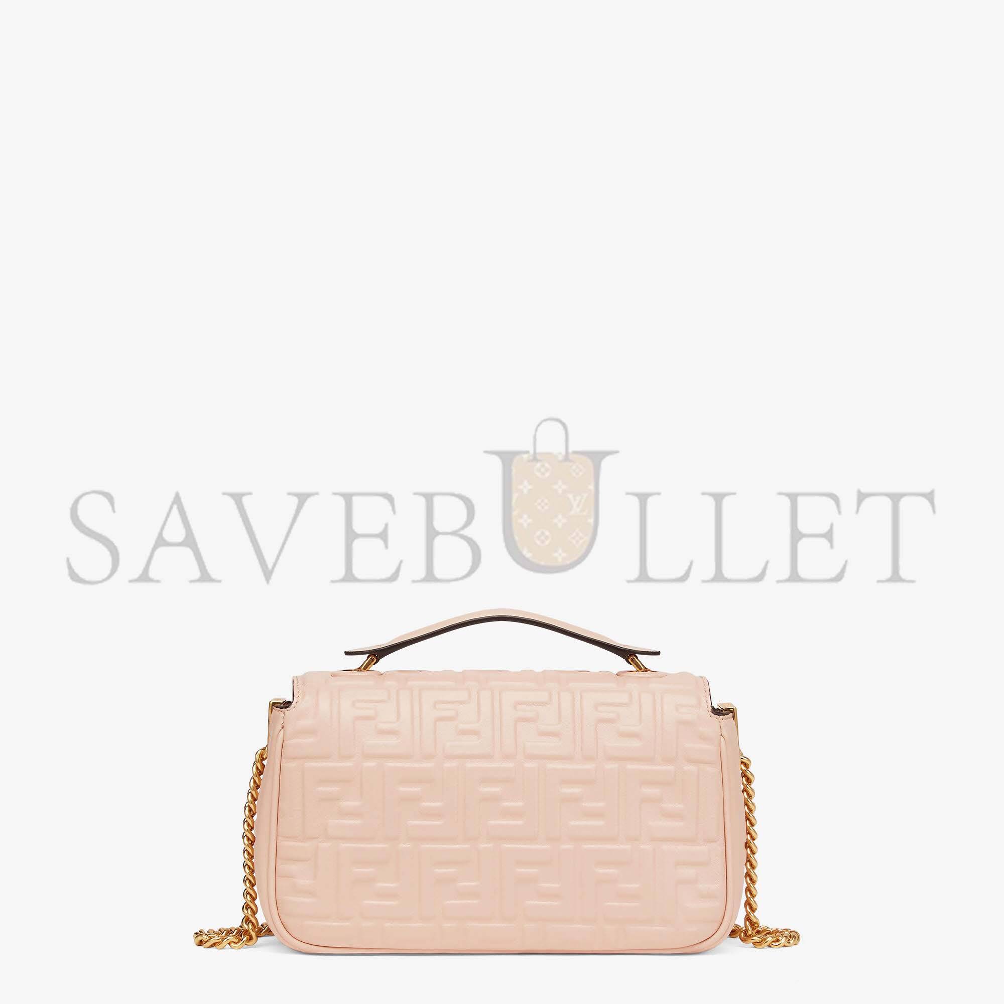 FENDI BAGUETTE CHAIN MIDI - PALE PINK LEATHER BAG 8BR793AH9CF171M (24*14.5*7cm)