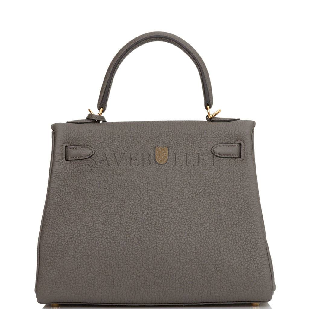 HERMES KELLY RETOURNE 25 ETAIN TOGO GOLD HARDWARE HANDMADE (25*17*7cm)