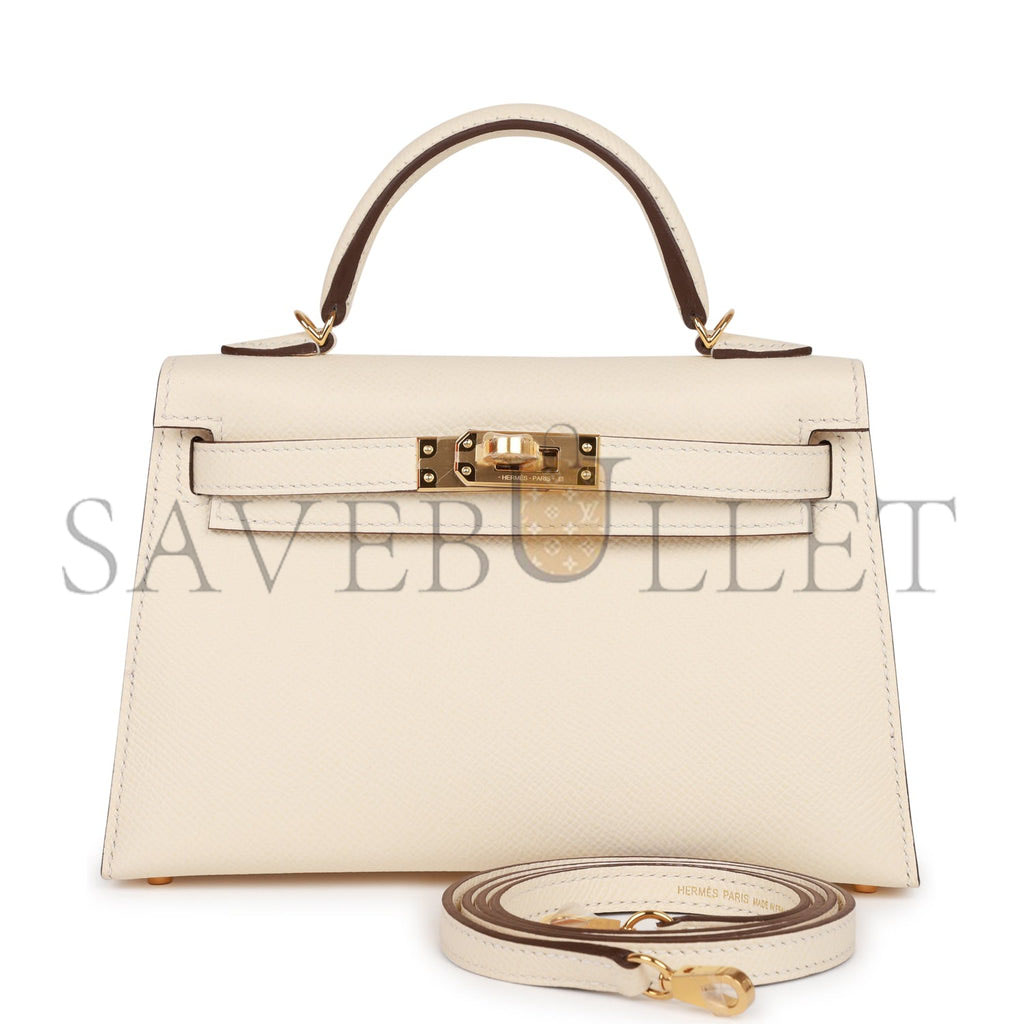 HERMES MINI KELLY SELLIER 20 NATA EPSOM GOLD HARDWARE (19*12*5.5cm)