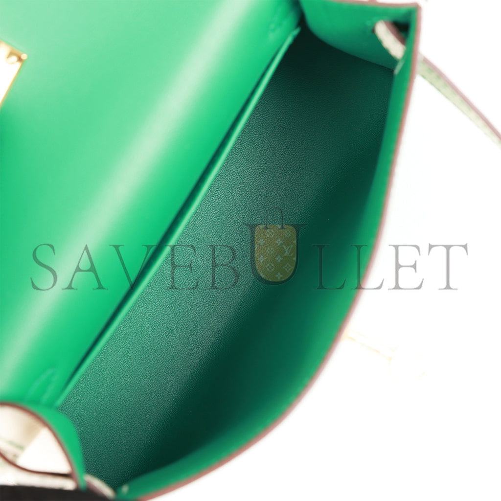 HERMES SPECIAL ORDER (HSS) KELLY MINI SELLIER 20 VERT JADE AND CRAIE EPSOM GOLD HARDWARE (19*12*5.5cm)