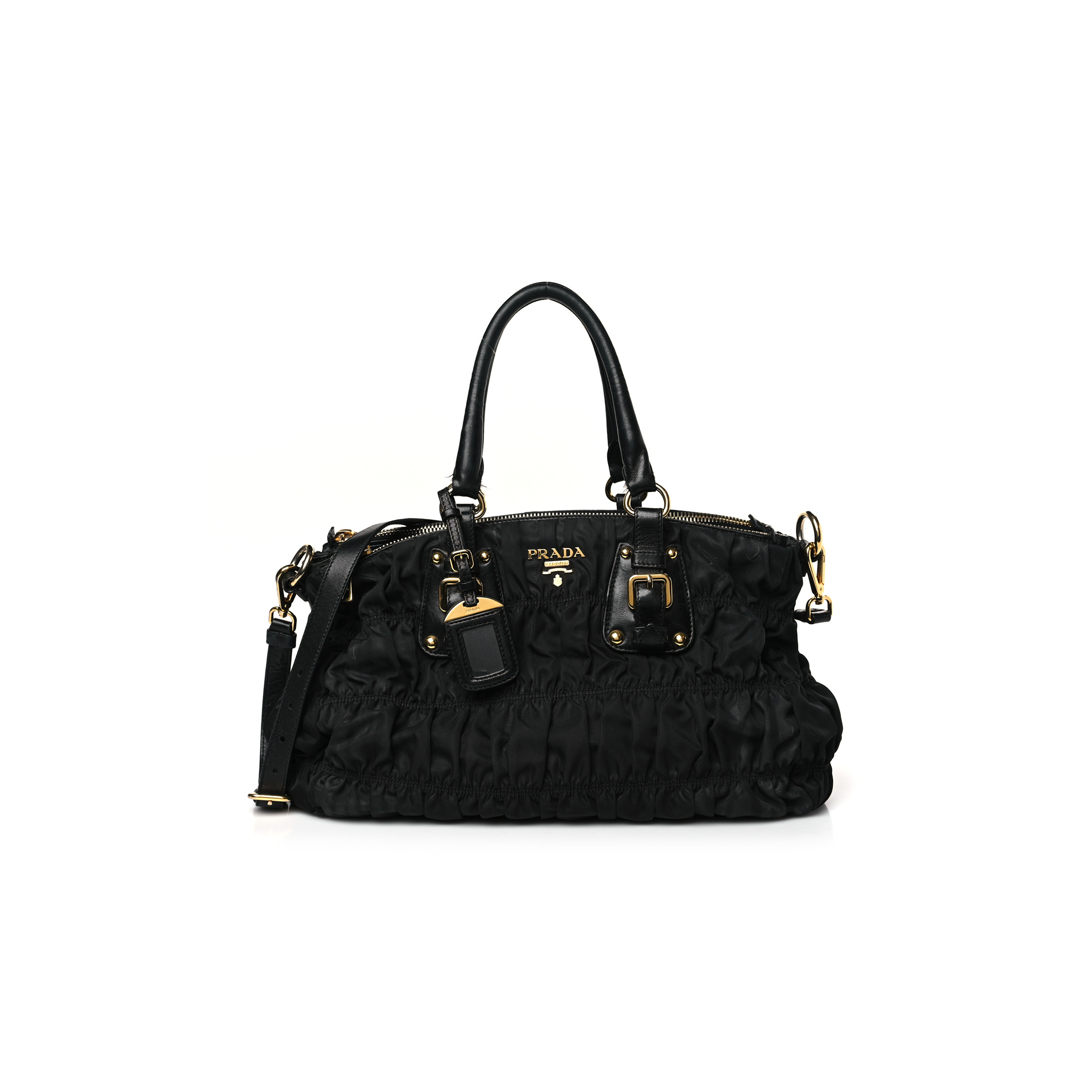 PRADA TESSUTO NYLON GAUFRE TOTE BLACK (34*26*17cm)