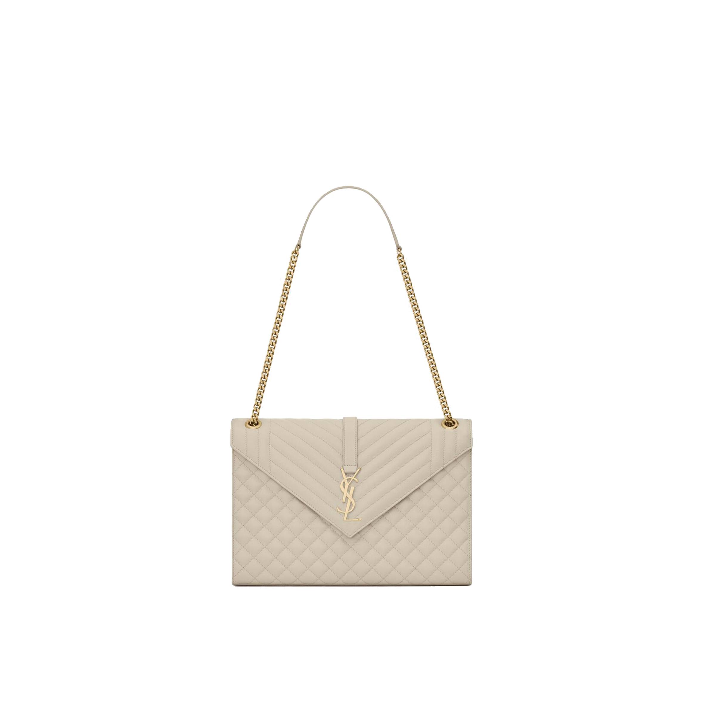 YSL ENVELOPE LARGE BAG IN MIX MATELASS&EACUTE; GRAIN DE POUDRE EMBOSSED LEATHER 600166BOW919207 (31*22*7.5cm)