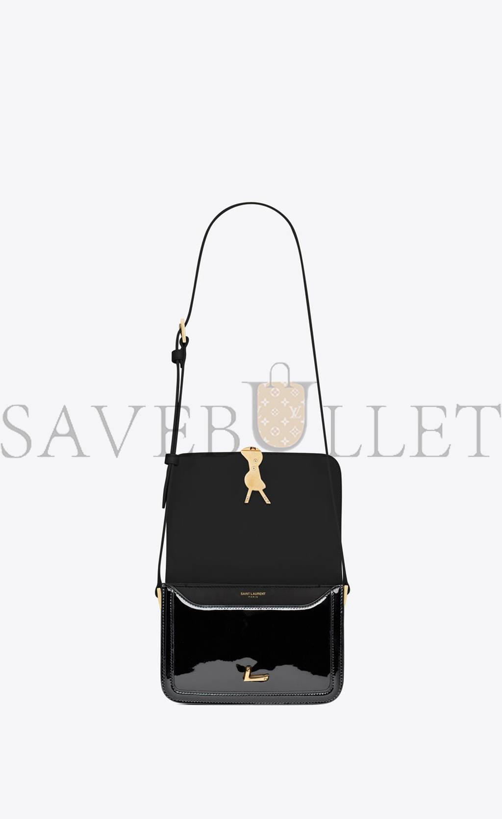 YSL SOLFERINO SMALL SATCHEL IN LACQUERED PATENT LEATHER 634306BMIIW1000 (18.5*14*6cm)