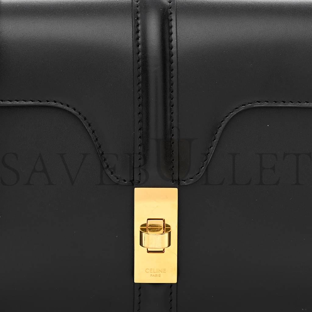 CELINE SATINATED CALFSKIN 16 CHAIN BAG BLACK (23*14*7cm)