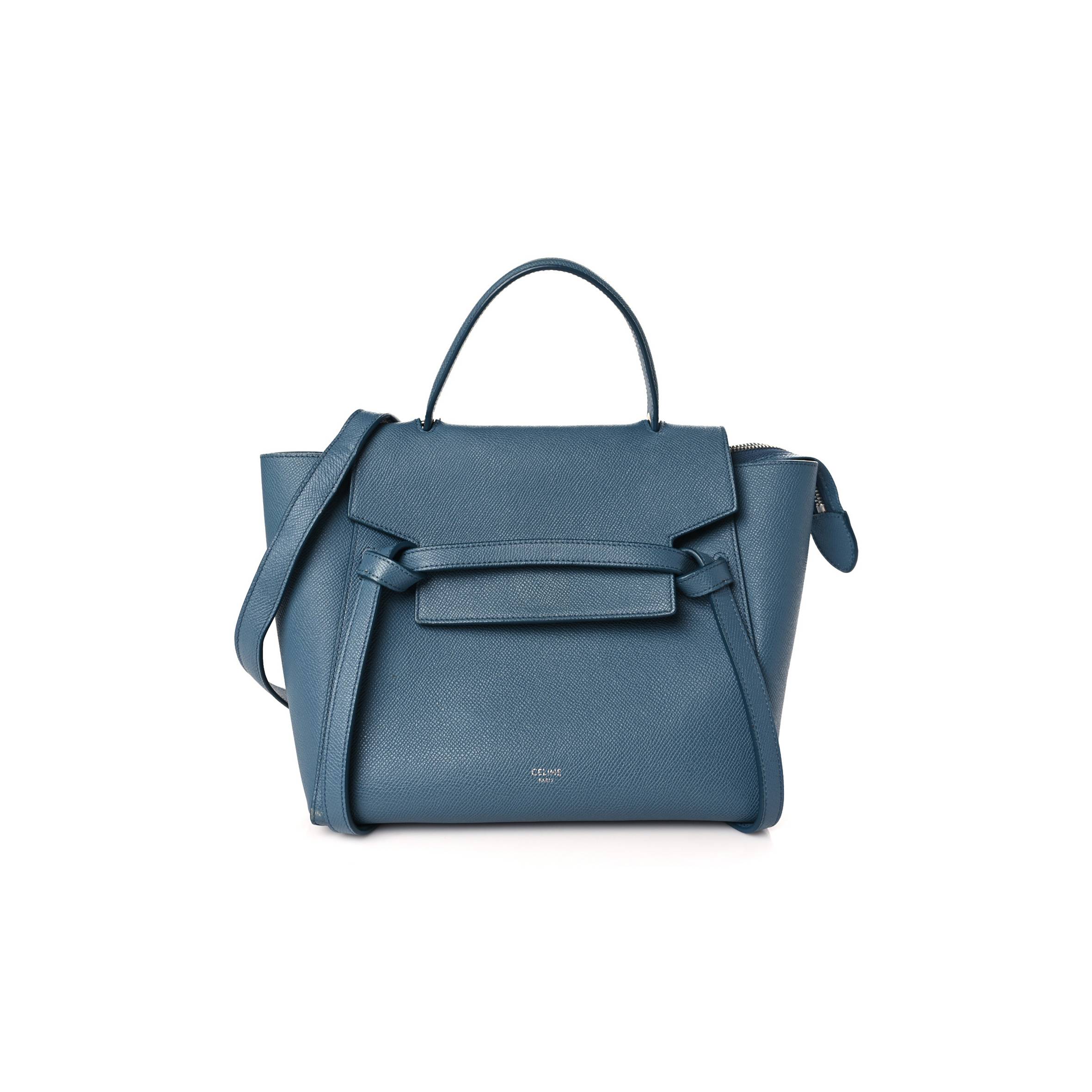 CELINE GRAINED CALFSKIN MINI BELT BAG SLATE BLUE (23*22*15cm)