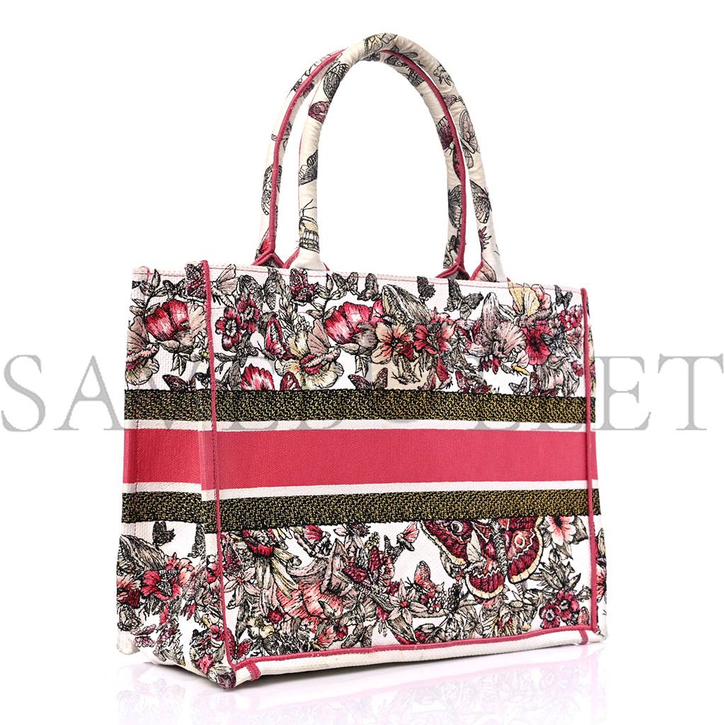 DIOR CANVAS EMBROIDERED MEDIUM BUTTERFLY PRINT BOOK TOTE MULTICOLOR (36*26*17.1cm)