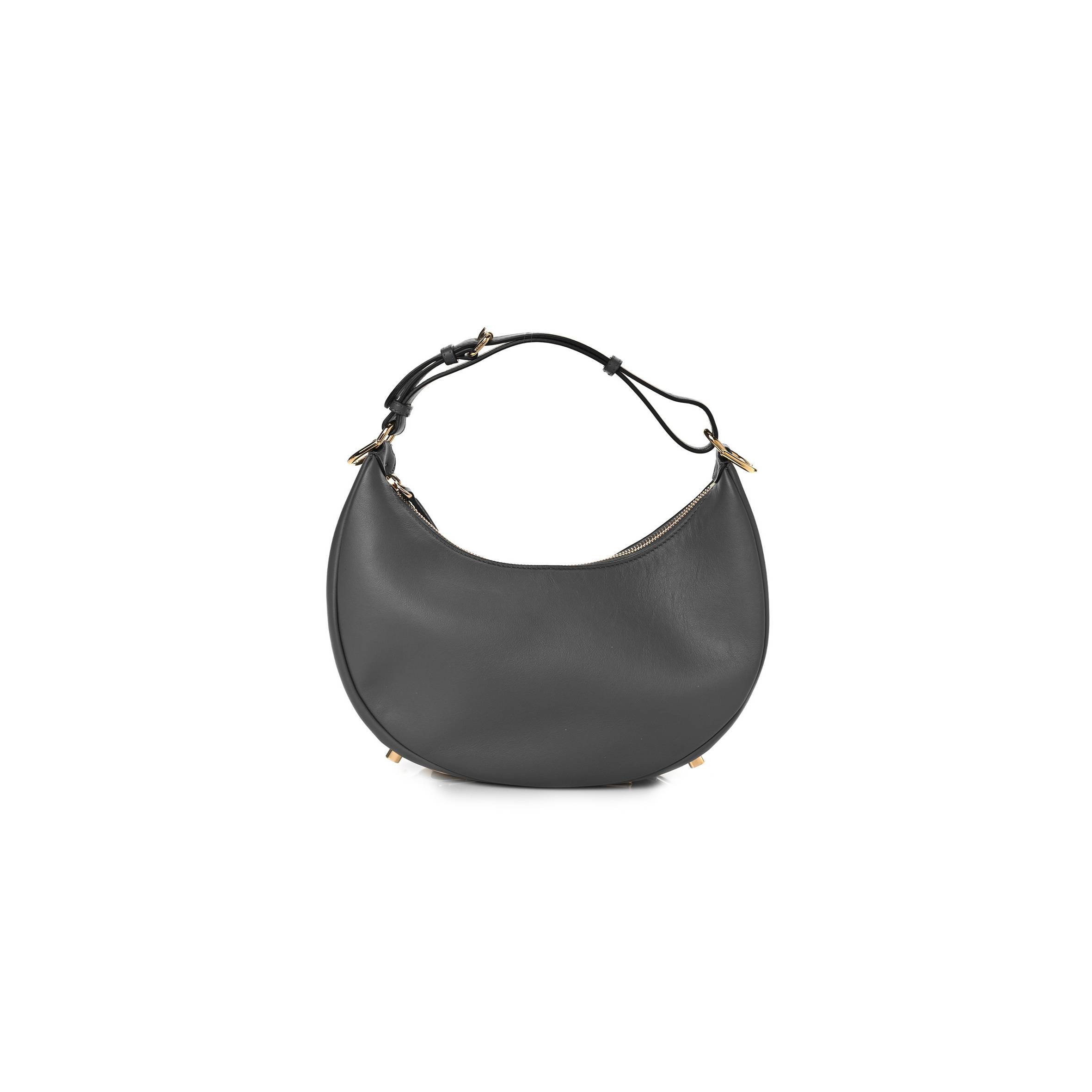 FENDI VITELLO GRACE MATTE SMALL FENDIGRAPHY HOBO BAG ANTHRACITE (27*17*9cm)