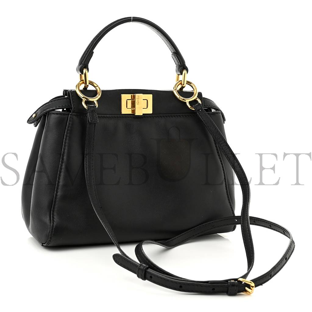 FENDI NAPPA MINI PEEKABOO ICONIC SATCHEL BLACK (23*19*11cm)